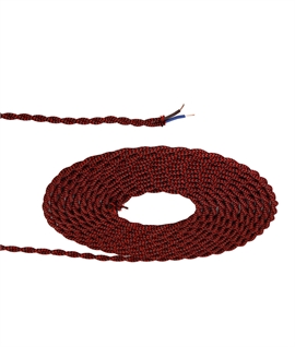 1m Red & Black Wave Stripe Braided Twisted 2 Core 0.75mm 