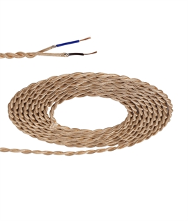 1m Rose Gold Braided Twisted 2 Core 0.75mm Cable 