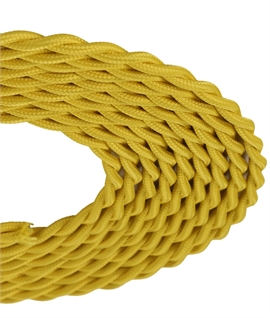 1m Yellow Braided Twisted 2 Core 0.75mm Cable 