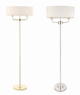 Modern Twin Arm Floor Lamp With Drum Shade