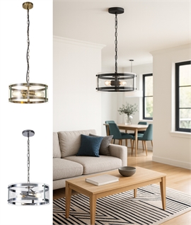 Clear Circular Glass Pendant with Interior 2 Light Fixture