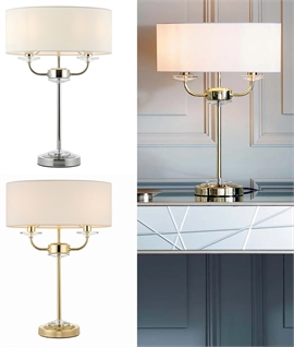 Twin Arm Chandelier Table Lamp with Drum Shade