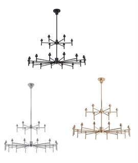 Telescopic Two-Tier 20 Light Pendant for Optional Glass Shades