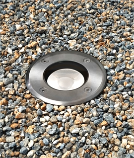 Stainless Steel Round GU10 Buried Uplighter - with glare-reducing honeycomb filter