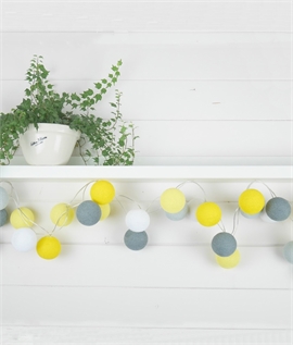 LED Yellows, White and Grey String and Ball Light Festoon