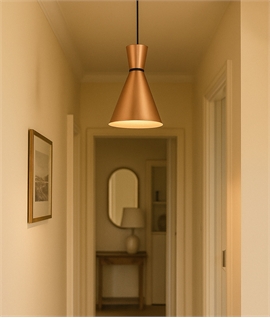 Satin Copper & Black Detailed Flared Pendant
