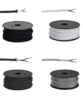25m Roll Braided 2 Core 0.75mm Cable - Black, White, Grey or Silver 25m Roll Braided 2 Core 0.75mm Cable - Black, White, Grey or Silver