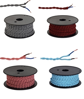 25m Roll Wave & Stripe Braided Twisted 2 Core 0.75mm - 4 Options 25m Roll Wave & Stripe Braided Twisted 2 Core 0.75mm - 4 Options