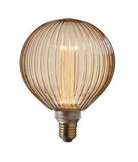 E27 130mm Globe Lamp - Amber Ribbed Glass - 2.5w