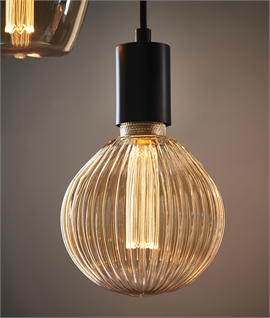 E27 130mm Globe Lamp - Amber Ribbed Glass - 2.5w