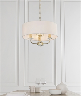 Modern 3 Arm Crystal Chandelier With Drum Shade
