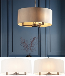 Three Light Drum Shade Chandelier - Two Finishes
