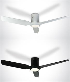 Contemporary Flush-Mount Ceiling Fan with Integrated Light and Remote Control - White or Black