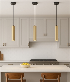 Single Ribbed Tubular Pendant Light - 4 Finishes