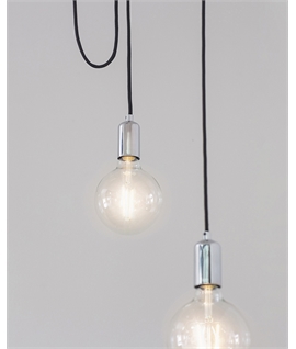 Bare Bulb Cluster Ceiling Pendant with 3 Lamps in Polished Chrome