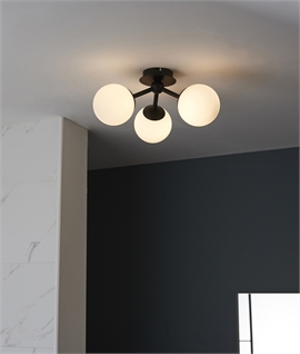 Triple Globe Semi-Flush Bathroom Ceiling Light - IP44