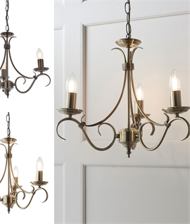 3 Arm Chandelier with Scrolled Detailing - 2 Finishes
