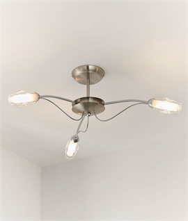 Satin Chrome & Clear & Frosted Glass Semi-Flush Ceiling Light