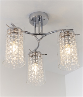 Chrome & Clear Glass Semi Flush Ceiling Light