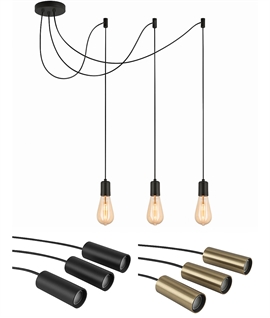 3 Flex Spider Pendant for Decorative Lamps - Black or Brass