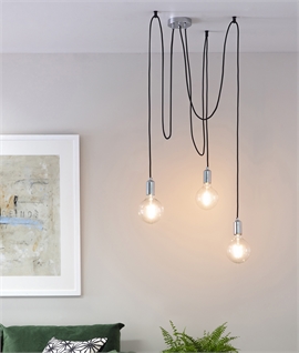 Bare Bulb Cluster Ceiling Pendant with 3 Lamps in Polished Chrome