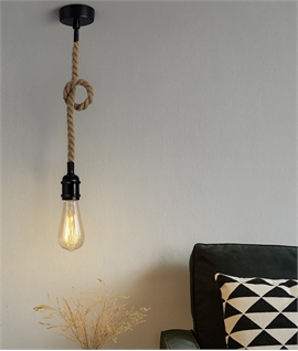 Twisted Rope Flex Pendant with Black Lampholder & Ceiling Rose