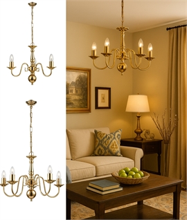 Polished Brass Flemish Chandelier - 3 or 5 Arm Options