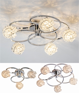 Sculptural Semi Flush Ceiling Light - 3 or 5 Light