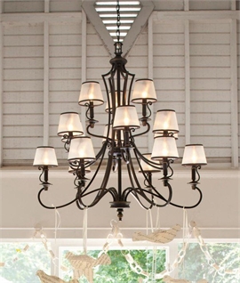 Modern Clean Line Chandelier In Chrome With Off White Fabric Shades Modern Clean Line Chandelier In Chrome With Off White Fabric Shades