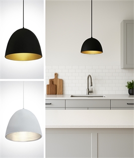 30cm Dome Shade Pendant Light - White or Black Cone Design