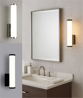 LED IP44 Bathroom Wall Light - Polished Chrome or Black