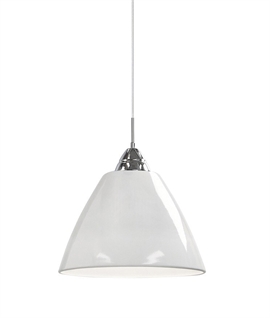 Affordable Steel Pendant in White with Nickel Detail