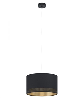 Black Drum Pendant in Two Sizes with Opulent Gold Interior