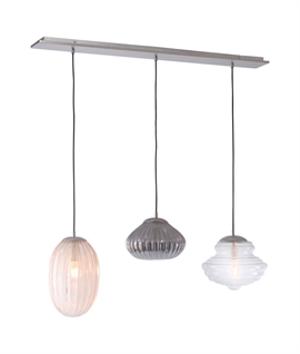 Hanging Triple Glass Pendants on Ceiling Bar Light