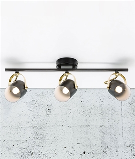 Black Adjustable 3 Lamp Light Bar - Gold Stirrups