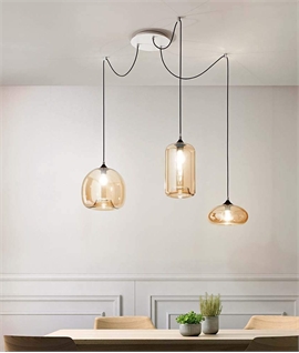 Offshoot 3-Light Pendant with Different Glass Designs 