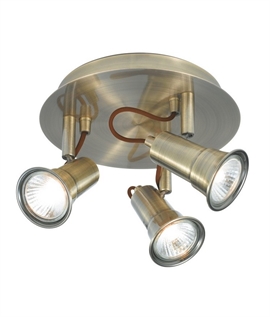 Antique Brass Traditional Triple Spotlight