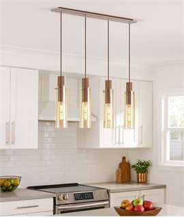 4 Flex Flush Mounted Linear Pendant in Mocha with Amber Glass