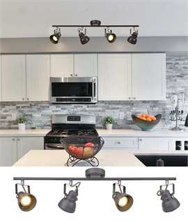 Adjustable Linear Bar Spotlight - 4 Lampheads - 2 Finishes