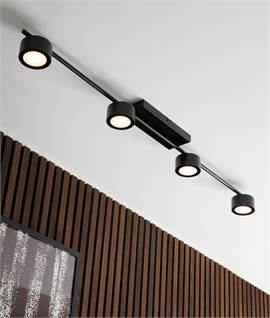 Black LED 4 Lamp Semi-Flush Ceiling Bar Light