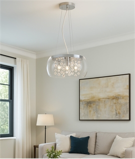 Clear Shade & Bauble Suspended Pendant Dia 40cm
