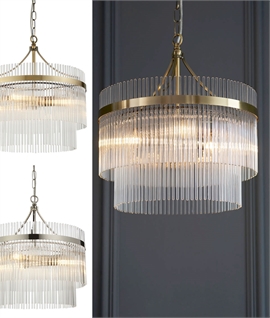 40cm Tiered Glass Rod Chandelier - Nickel or Antique Brass Ceiling Light 40cm Tiered Glass Rod Chandelier - Nickel or Antique Brass Ceiling Light