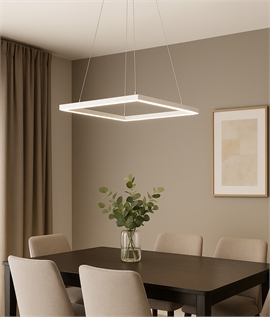 Square Suspended LED Pendant in White Finish
