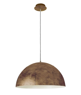 45cm Dome Light Pendant - Industrial Boilerplate Design in Old Gold