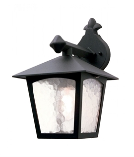 Flemish Glass 4-Panel Outdoor Bracket Wall Lantern - Black Finish