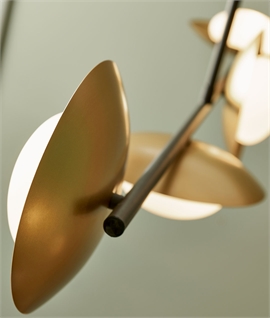 Gold and Opal Shaded 4 Light Bar Pendant - Dark Bronze