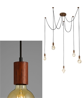Five Light Spider Ceiling Light Pendant - Black Copper Painted Finish