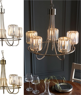 5 Swoop Arm Chandelier with Reflective Glass Shades