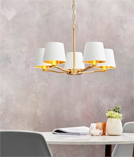Vintage-Inspired 5 Arm Chandelier with Faux Silk Shades 