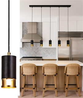 5 Light Bar Linear Pendant - Black & Painted Gold